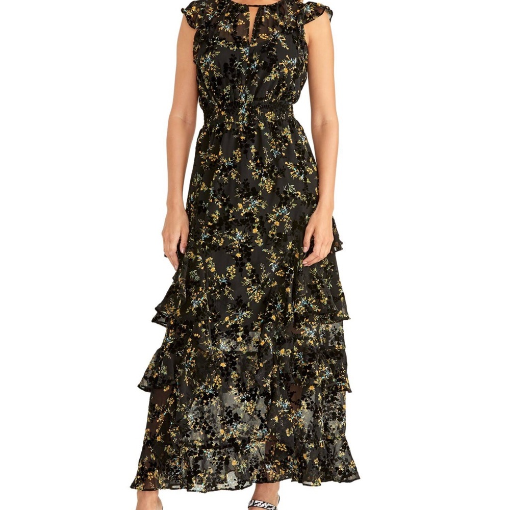 Rachel Roy Issa Printed Ruffle Maxi Dress
